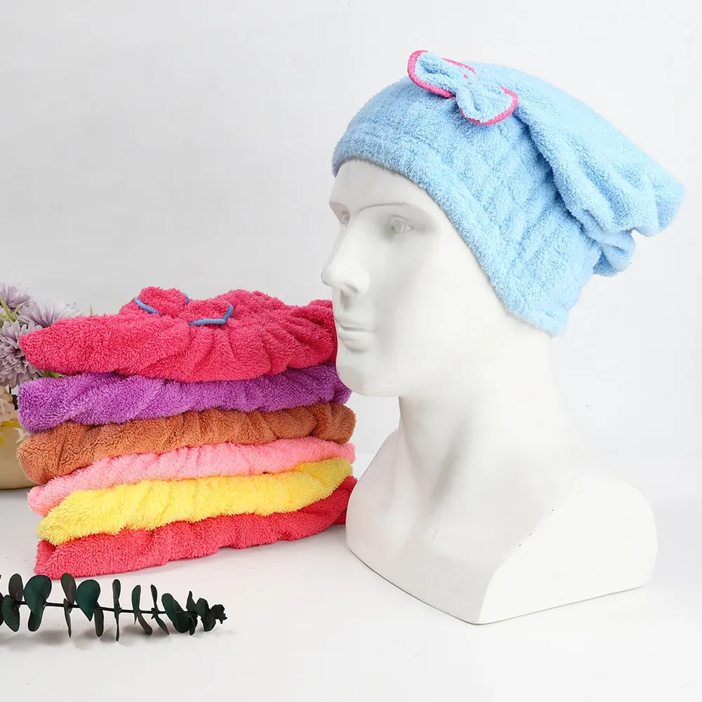 2Pcs--Soft Microfiber Flower Cap Towel for Women – Quick Dry Hair Wrap