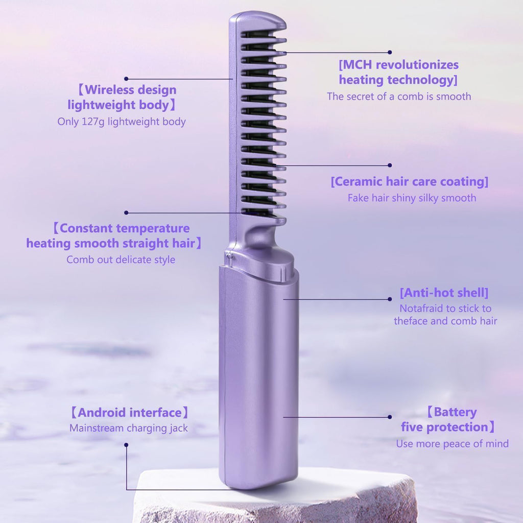 2-in-1 Hair Styling Brush, Straightener, Curler Comb
