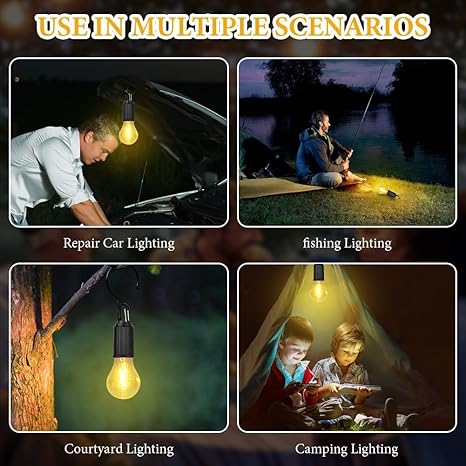 Rechargeable Portable LED Camping Lantern, Tent Lamp with Clip Hook