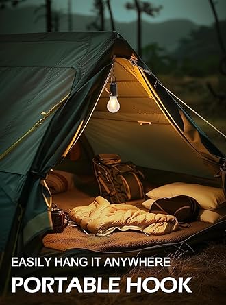 Rechargeable Portable LED Camping Lantern, Tent Lamp with Clip Hook