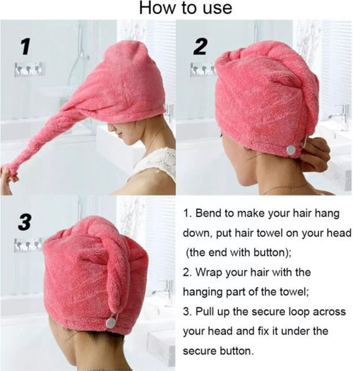 ( Pack Of 2 ) Hair Drying Towel Cap – Quick Dry, Soft & Absorbent Turban Wrap for Women
