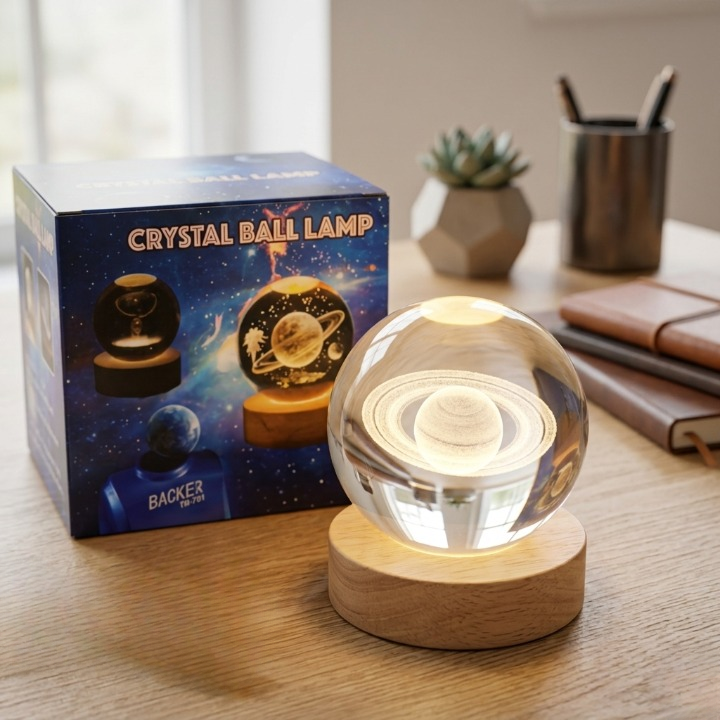 3D Crystal Ball Lamp | LED Crystal Galaxy Lamp For Room & Home Decoration | USB Crystal Ball Lamp
