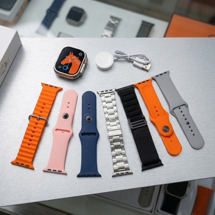 Ultra 2 Smart Watch Big 2.01 Infinite Display 7 in 1 Strap Set with Wireless Charging