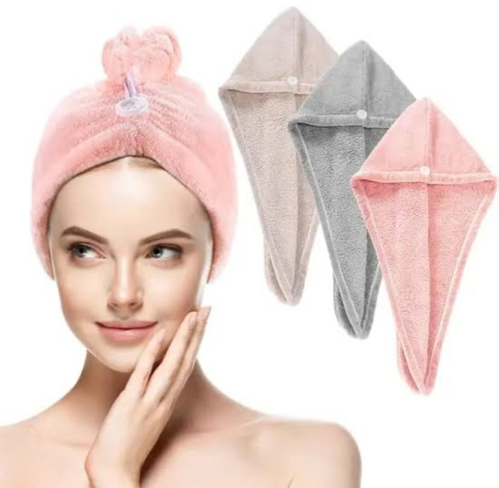 ( Pack Of 2 ) Hair Drying Towel Cap – Quick Dry, Soft & Absorbent Turban Wrap for Women